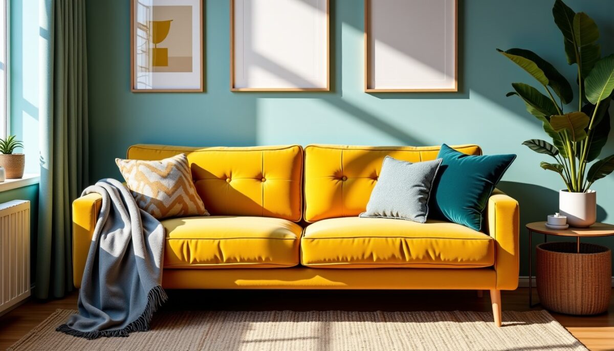 Quelles teintes choisir pour sublimer un canapé jaune moutarde ?